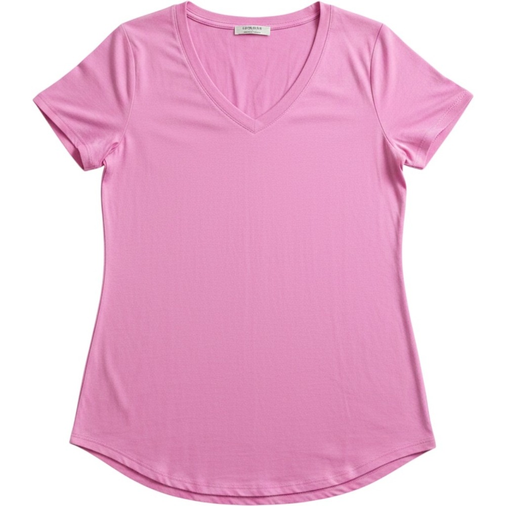 Zenana Womens Orchid Pink V-Neck Short Sleeve Tunic T-Shirt Large High Low Hem